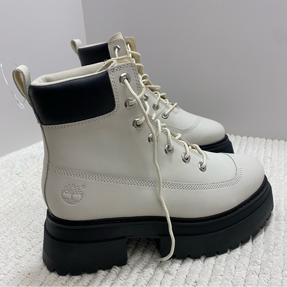 Timberland Shoes - Timberland Rebotl Sky Platform Boots Lace up Boots white Leather Size 8.5 Womens